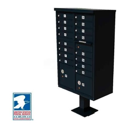 Florence Mfg Co Vital Cluster Box Unit, 16 Mailboxes, 2 Parcel Lockers, Black 1570-16BKAF